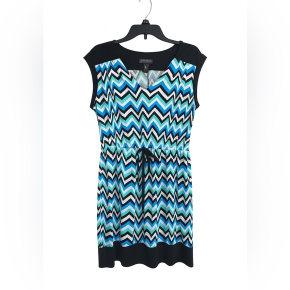 Enfocus Studio Zig Zag Pull-On Dress Size 14 Sleeveless V-Neck Soft Lightweight - Picture 2 of 5